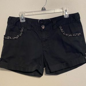 BKE Black Shorts with Floral Details Size 30 Low-Rise